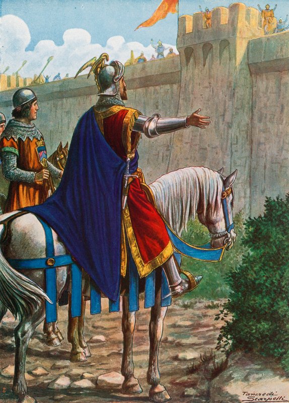 Manfred, kongen av Sicilia, ber saracenerne om innreise til Lucera (Puglia), 1254 av Tancredi Scarpelli