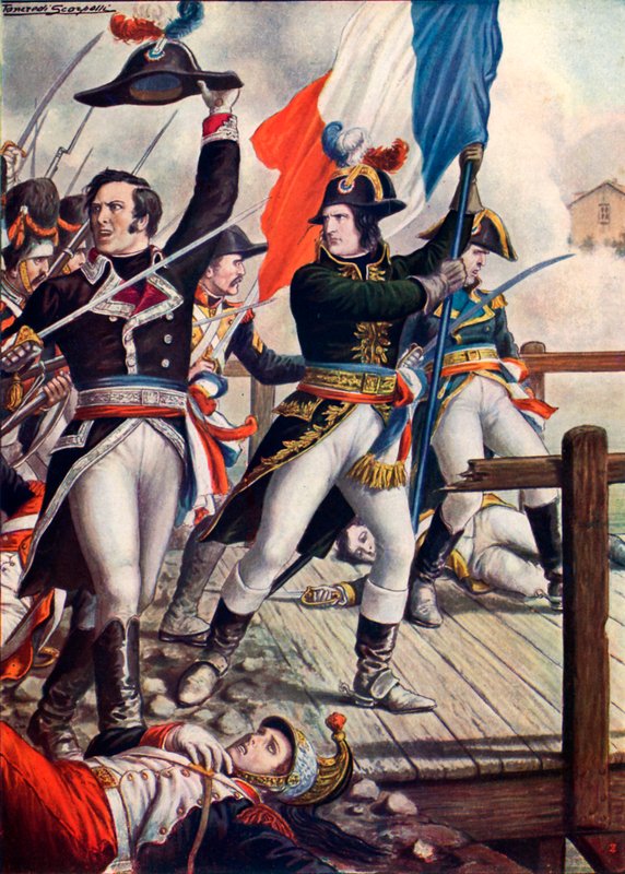 Napoleon Bonaparte i slaget ved Arcole av Tancredi Scarpelli