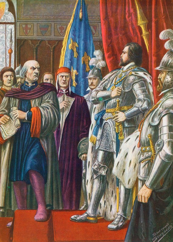 Pier Capponi irettesetter ambassadøren til Charles VIII av Tancredi Scarpelli