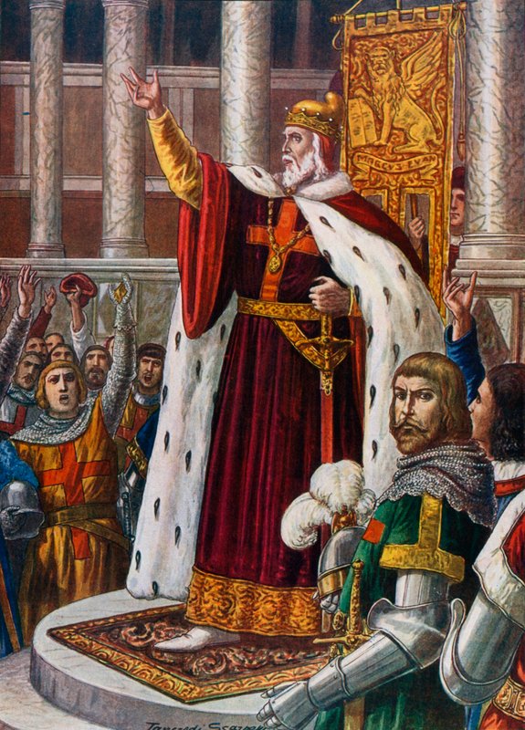 Dogen av Venezia i San Marco som inviterer folk og soldater til å bli med på korstoget, ca 1095 av Tancredi Scarpelli