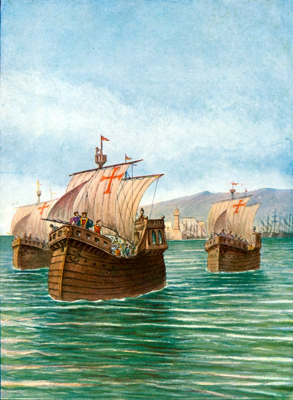Avgangen til Christopher Columbus tre skip av Tancredi Scarpelli