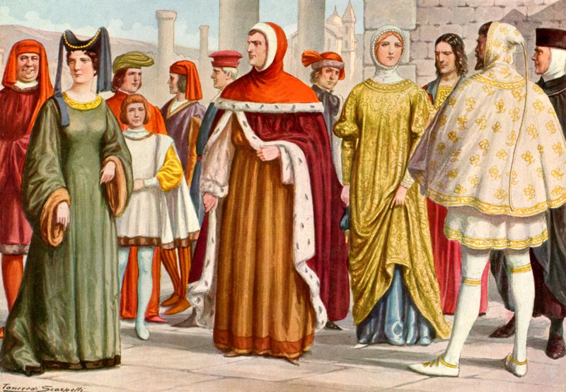 Toskanske kostymer fra 1300-tallet av Tancredi Scarpelli