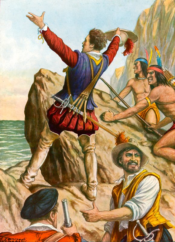 Vasco Nunez fra Balboa ser Stillehavet av Tancredi Scarpelli