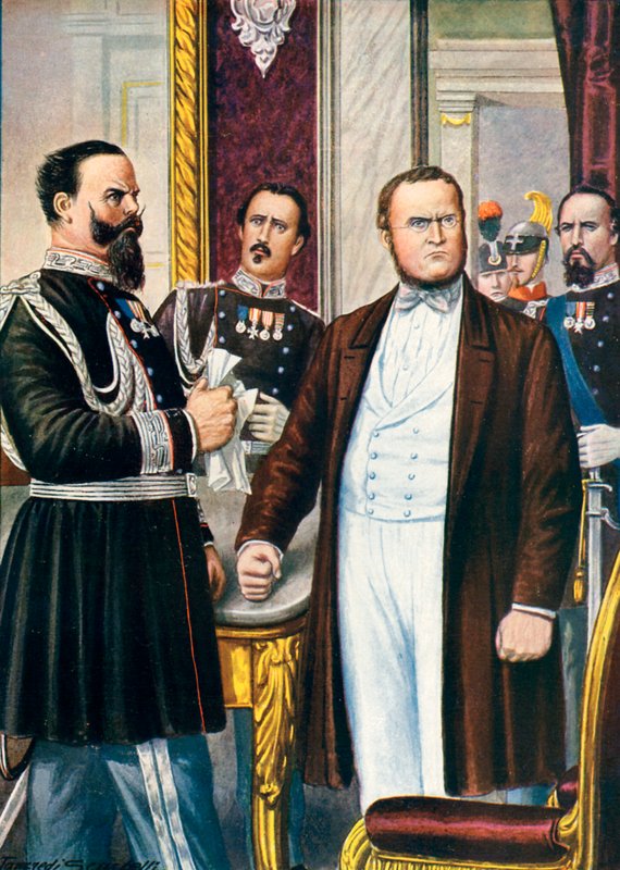 Victor Emanuel og Cavour får vite om våpenvåpenet i Villafranca, 12. juli 1859 av Tancredi Scarpelli