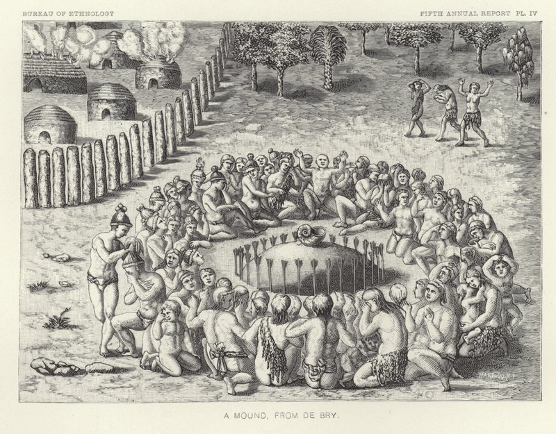 En haug, fra De Bry av Theodore de Bry