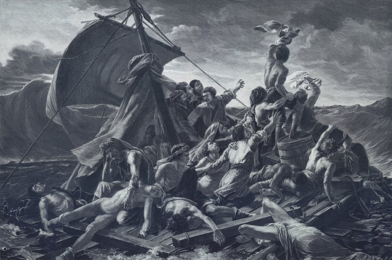 Medusas flåte (litho) av Theodore (after) Gericault