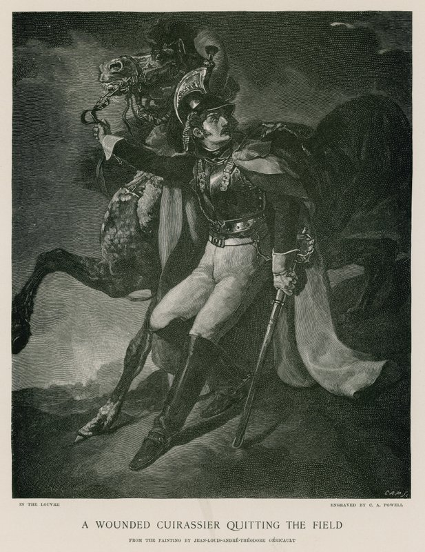En såret kurassier forlater banen av Theodore Gericault