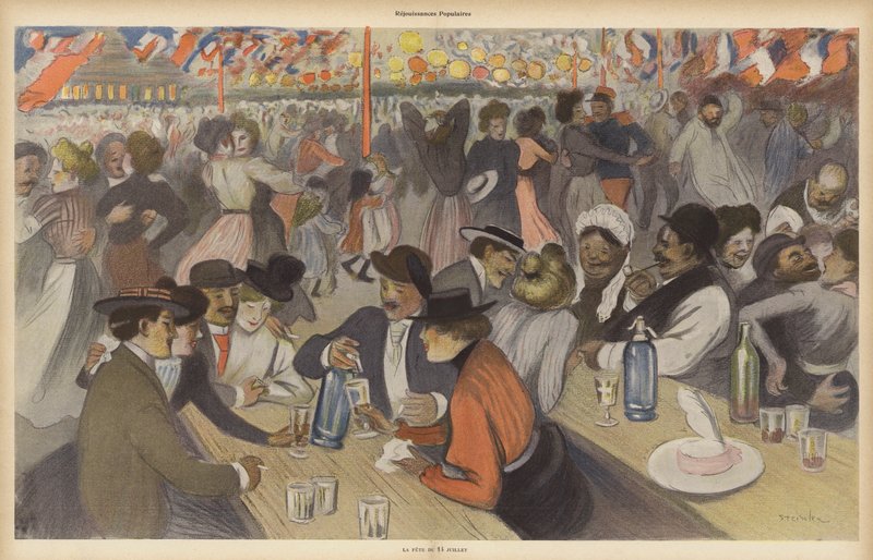 Feiring av Bastilledagen (litho i farger) av Theophile Alexandre (after) Steinlen
