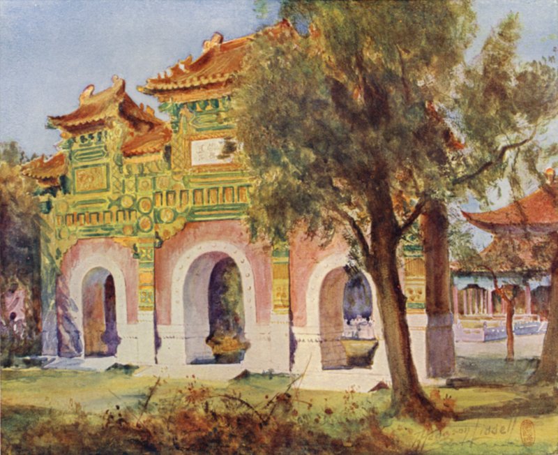 Peking, Porselen Pailau i Hall of the Classics av Thomas Hodgson Liddell