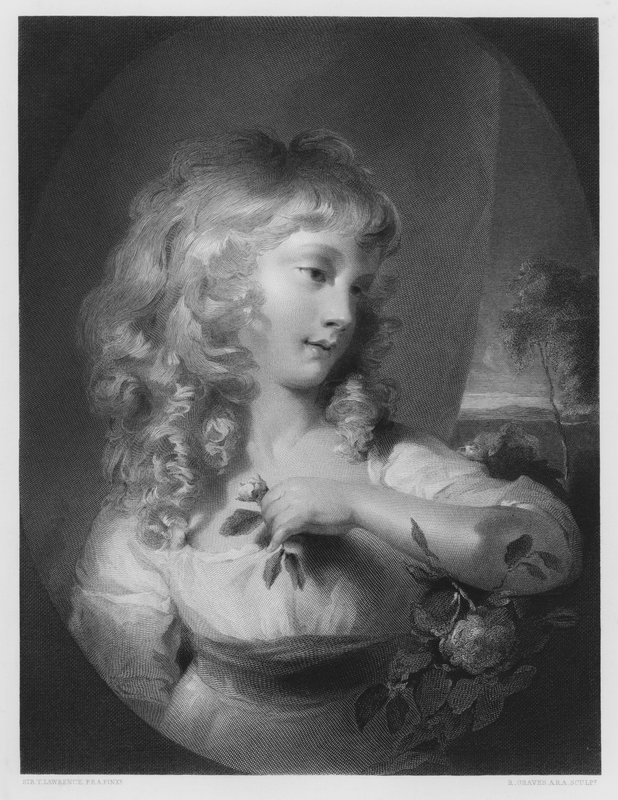 Prinsesse Amelia, fra bildet i Den Kongelige Samling av Thomas Lawrence