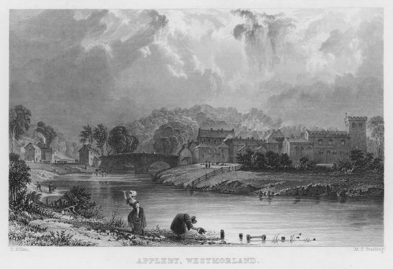 Appleby, Westmorland (gravering) av Thomas (after) Allom