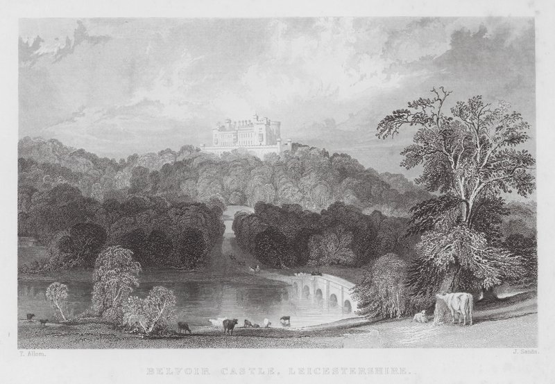 Belvoir Castle, Leicestershire (gravering) av Thomas (after) Allom