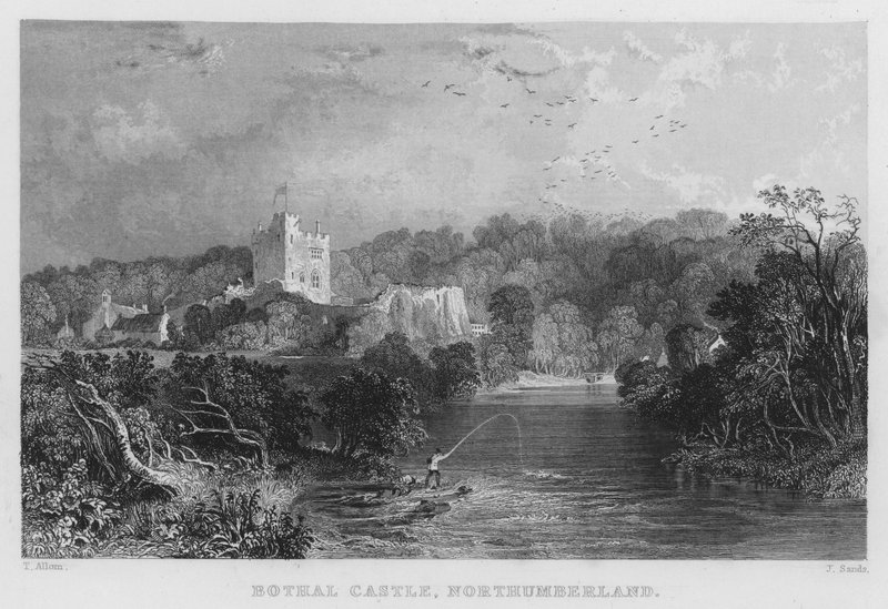 Bothal Castle, Northumberland (gravering) av Thomas (after) Allom
