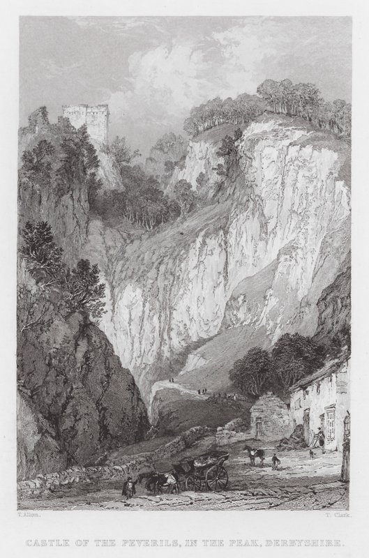 Castle of the Peverils, in the Peak, Derbyshire (gravering) av Thomas (after) Allom