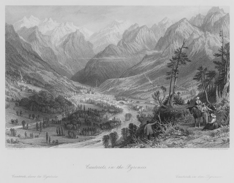 Cauterets, i Pyreneene (gravering) av Thomas (after) Allom