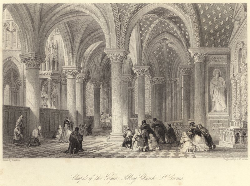 Chapel of the Virgin Abbey Church, St Denis (gravering) av Thomas (after) Allom