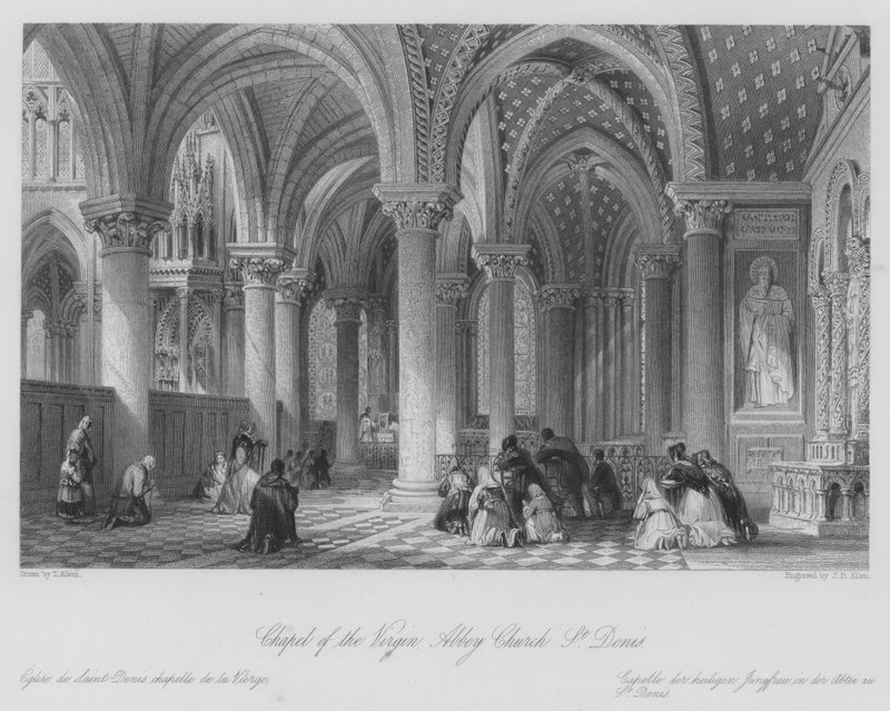 Jomfrukapellet, Abbey Church, St Denis (gravering) av Thomas (after) Allom
