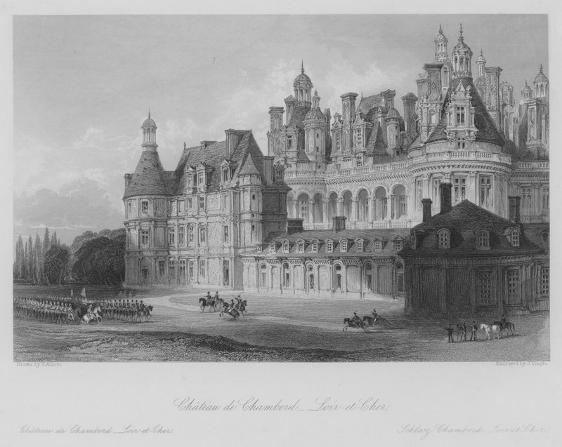 Chateau de Chambord, Loir-et-Cher (gravering) av Thomas (after) Allom