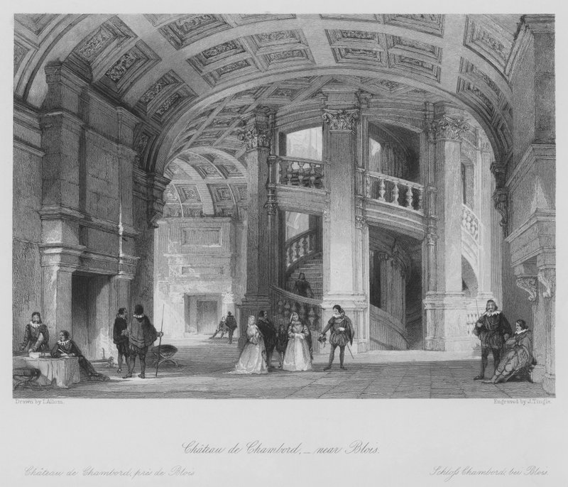 Chateau de Chambord, nær Blois (gravering) av Thomas (after) Allom