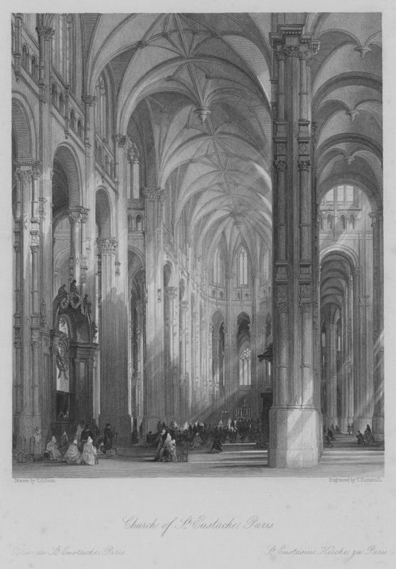 Church of St Eustache, Paris (gravering) av Thomas (after) Allom