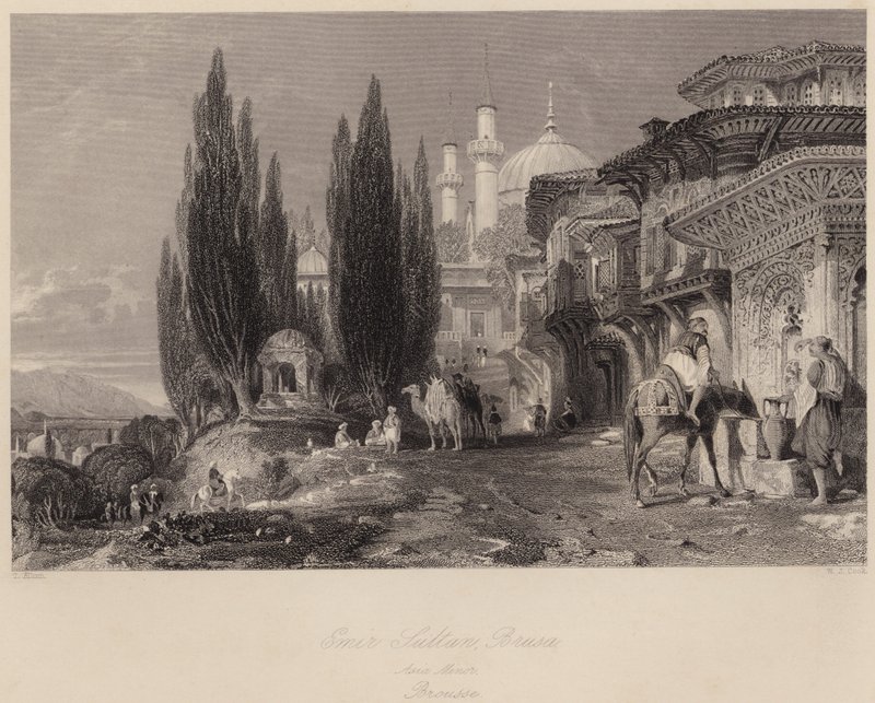 Emir Sultan, Brusa, Asia Minor, Brousse (engraving) av Thomas (after) Allom