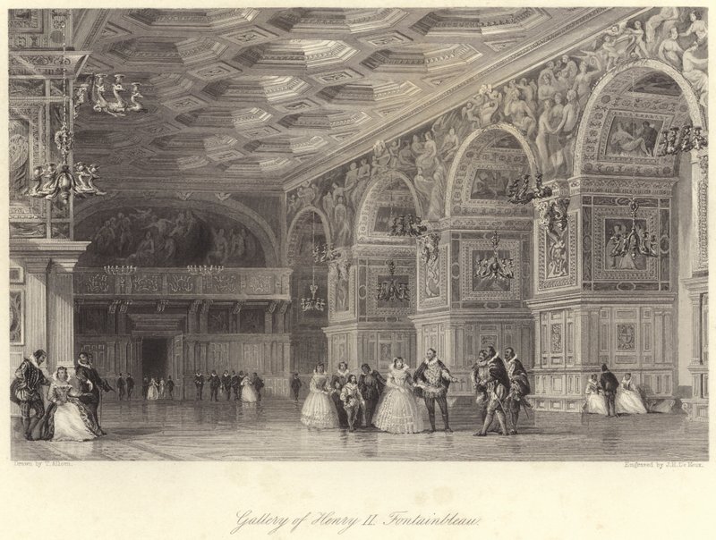Galleri av Henry II Fontainebleau (gravering) av Thomas (after) Allom