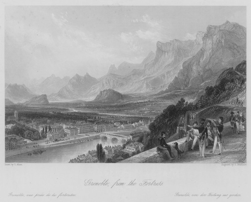 Grenoble, fra festningen (gravering) av Thomas (after) Allom