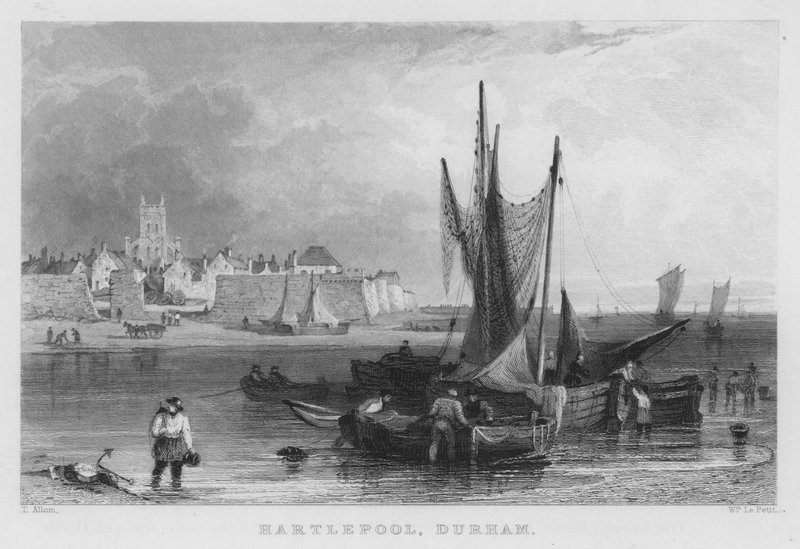 Hartlepool, Durham (gravering) av Thomas (after) Allom