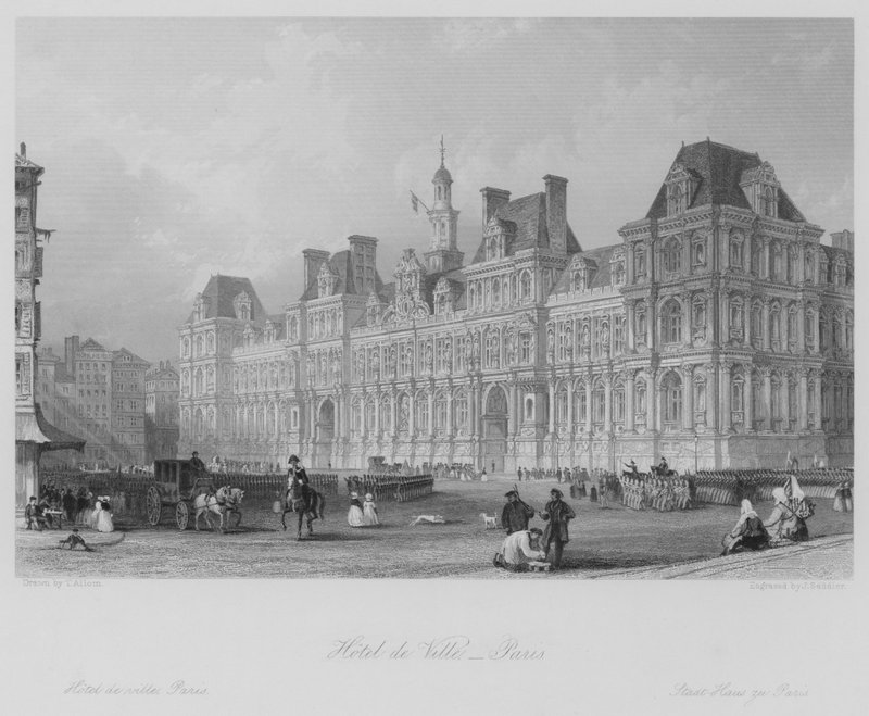 Hotel de Ville, Paris (gravering) av Thomas (after) Allom