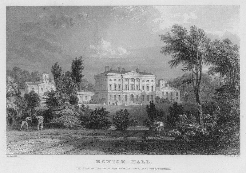 Howick Hall, setet til Charles Grey, Earl Grey, Premier (gravering) av Thomas (after) Allom