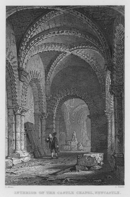 Interiør av Castle Chapel, Newcastle (gravering) av Thomas (after) Allom