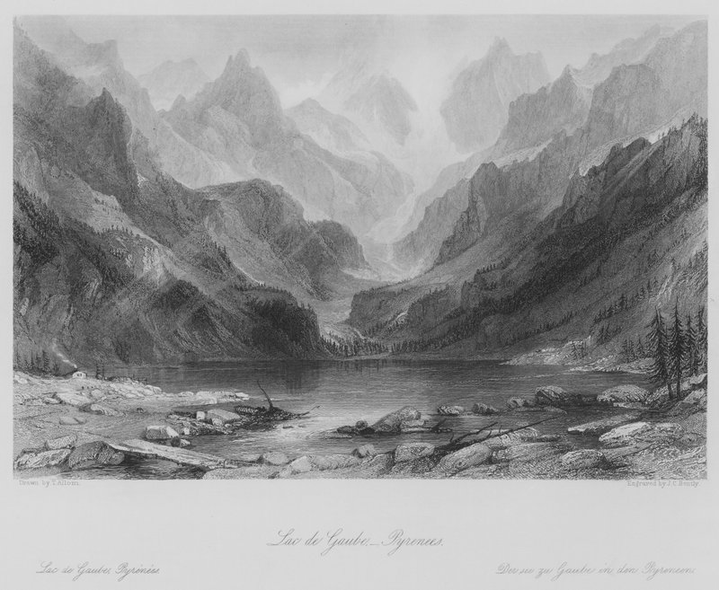 Lac de Gaube, Pyreneene (gravering) av Thomas (after) Allom