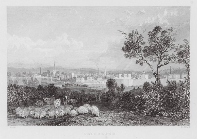 Leicester (gravering) av Thomas (after) Allom