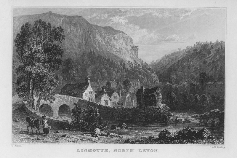 Lynmouth, North Devon (gravering) av Thomas (after) Allom