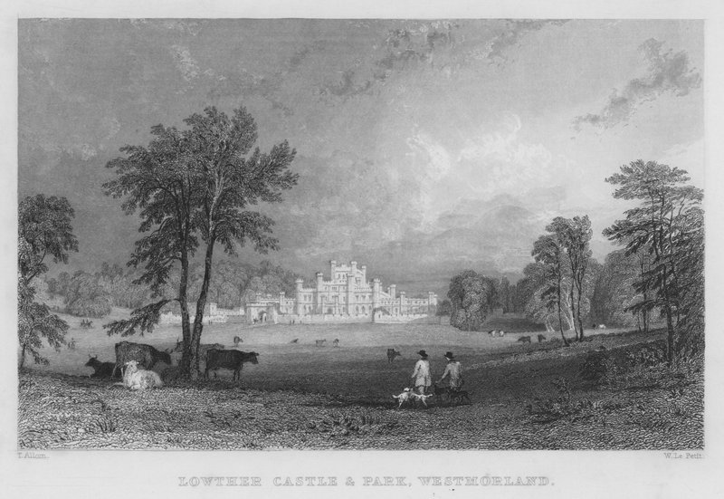 Lowther Castle and Park, Westmorland (gravering) av Thomas (after) Allom