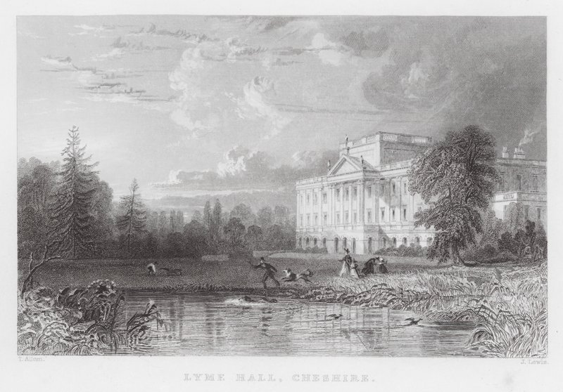Lyme Hall, Cheshire (gravering) av Thomas (after) Allom