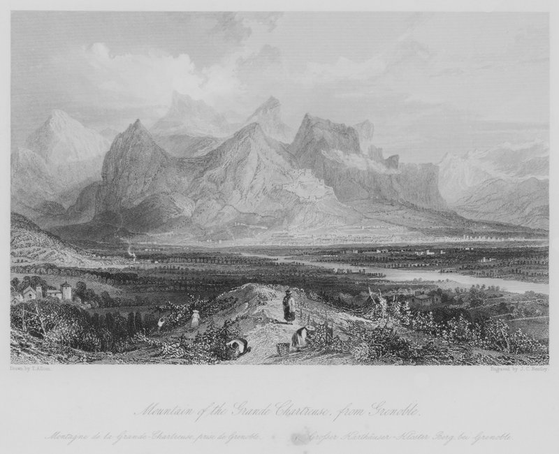 Mountain of the Grande Chartreuse, fra Grenoble (gravering) av Thomas (after) Allom