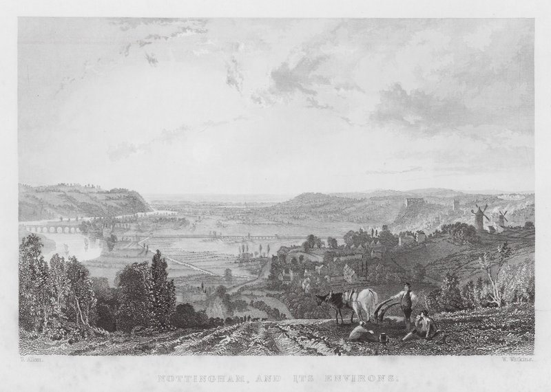Nottingham og dens omgivelser (gravering) av Thomas (after) Allom