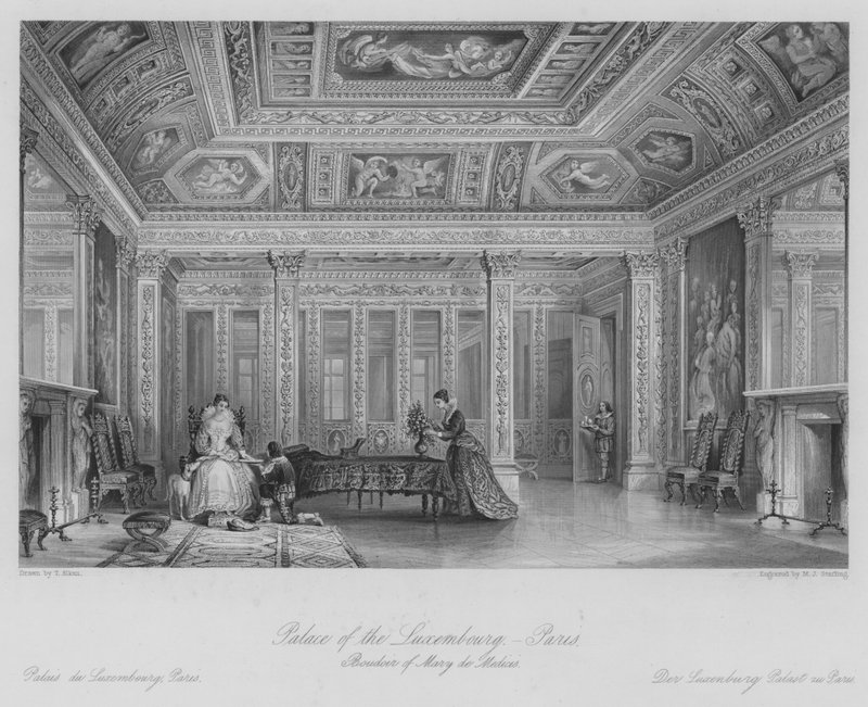 Palace of the Luxembourg, Paris, Boudoir of Mary de Medicis (gravering) av Thomas (after) Allom