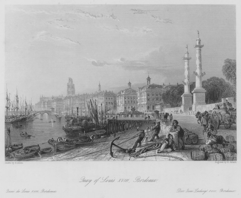 Kai til Louis XVIII, Bordeaux (gravering) av Thomas (after) Allom