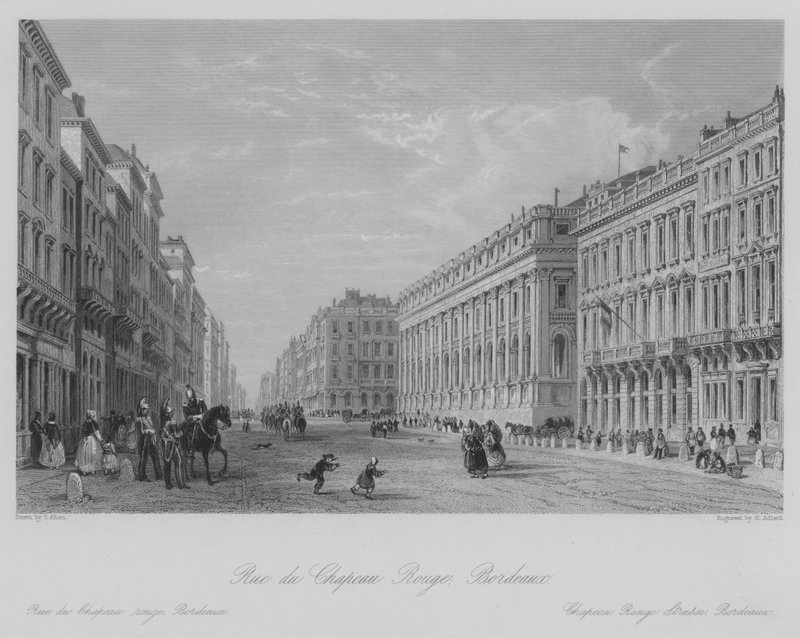 Rue du Chapeau Rouge, Bordeaux (gravering) av Thomas (after) Allom