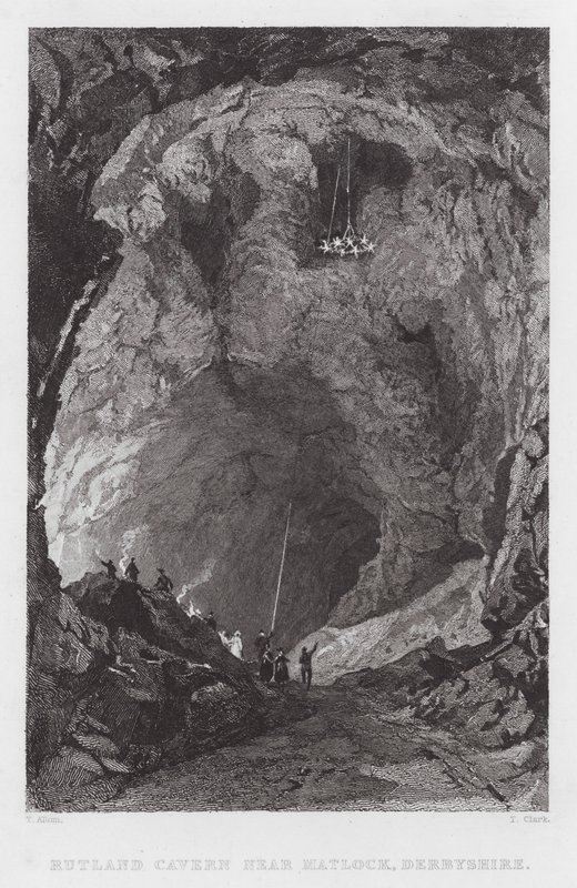 Rutland Cavern, nær Matlock, Derbyshire (gravering) av Thomas (after) Allom