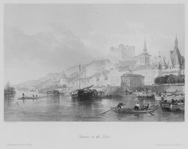 Saumur, på Loire (gravering) av Thomas (after) Allom