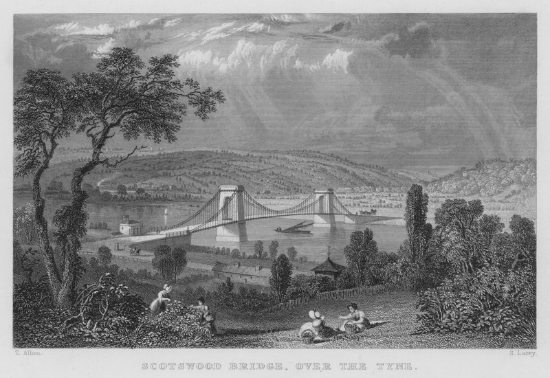 Scotswood Bridge, over Tyne (gravering) av Thomas (after) Allom