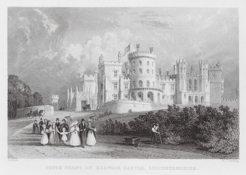 Sørfronten av Belvoir Castle, Leicestershire (gravering) av Thomas (after) Allom