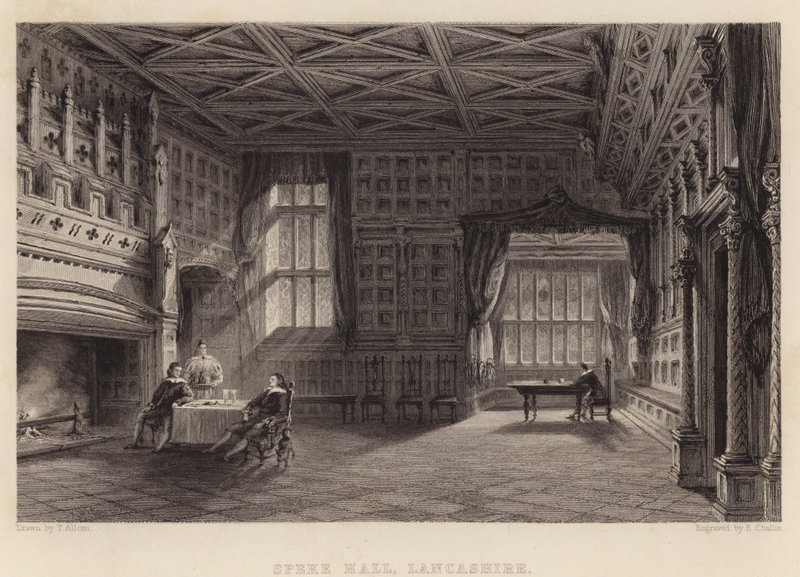 Speke Hall, Lancashire (gravering) av Thomas (after) Allom
