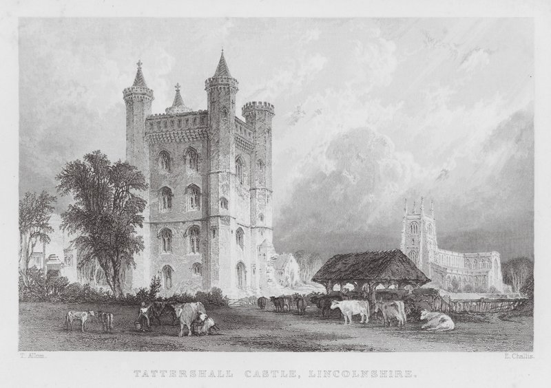 Tattershall Castle, Lincolnshire (gravering) av Thomas (after) Allom