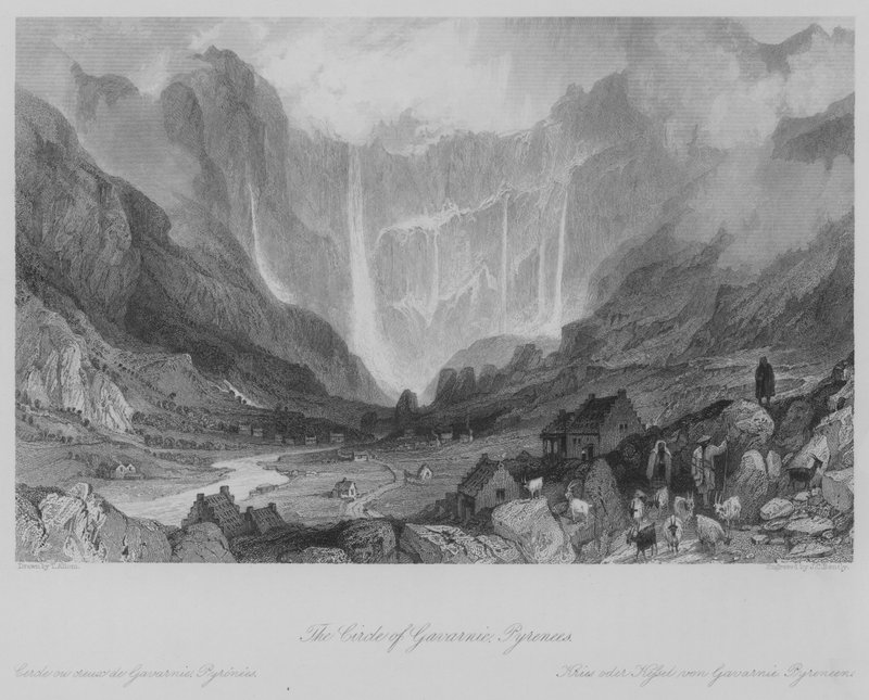 The Circle of Gavarnie, Pyreneene (gravering) av Thomas (after) Allom