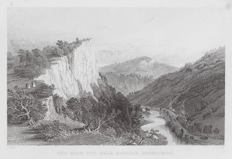 The High Tor, nær Matlock, Derbyshire (gravering) av Thomas (after) Allom