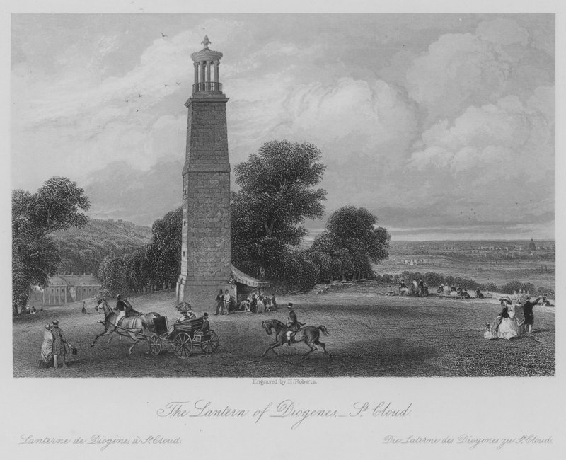 The Lantern of Diogenes, St Cloud (gravering) av Thomas (after) Allom